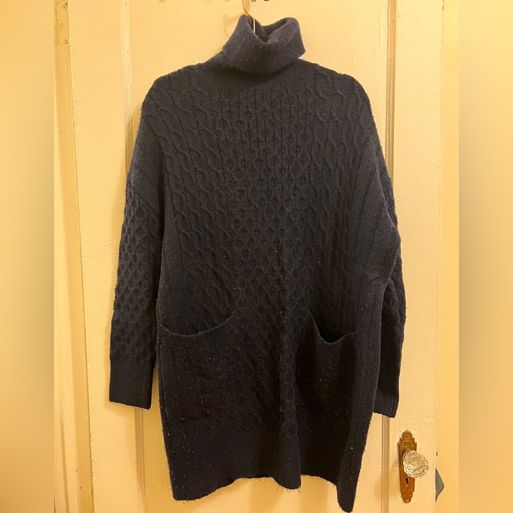 Zara knit navy blue turtleneck sweater dress